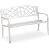 Relaxdays Panchina da Giardino, Panca da Esterno in Metallo, con Schienale in Ghisa, HLP: 86 x 127 x 57cm, Bianco Bronzo