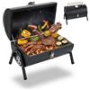 Relaxdays Grill da Campeggio, 2 vaschette Carbone, termometro, sfiato, Nero | 35 x 41 x 29 cm, grill da tavolo portatile
