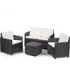 Dmora Set Salotto da Esterno Nero Antracite 4 Posti Impermeabile, Idrorepellente, Lavabile, Salottino Outdoor Un Tavolino Made in Italy