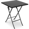 Relaxdays Tavolo da Campeggio Pieghevole BASTIAN, Quadrato HLP 74x61,5x61,5 cm, Tavolino da Outdoor, Aspetto Rattan,Nero