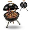 Relaxdays Mini Barbecue a Sfera, Portatile, Ø 30 cm, Balcone, Picnic, Nero | Campeggio, a carbone, manico in legno