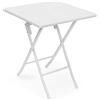 Relaxdays Tavolo da Campeggio Pieghevole BASTIAN, Quadrato HLP 74x61,5x61,5 cm, Tavolino da Outdoor, Look Rattan,Bianco
