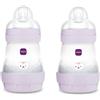 MAM Biberon Anticolica Easy Start 160 ml (Set da 2), Tettarella 1, Lilla | Da 0+ mesi, Valvola anticolica, Riduce bolle d'aria, Silicone SkinSoft, Allattamento misto, Autosterilizzante, Senza BPA/BPS