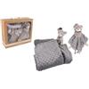 DODO D'AMOUR - Set Copertina e Quadrato - Orso - 053241 - Grigio - Doudou - Nascita - Peluche - Bambino - Rassicurante - Morbido - Lavabile - 29 cm x 22 cm - A Partire da 0 mesi