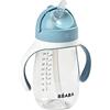 BÉABA - Biberon/Tazza di Apprendimento 2 in 1, Tazza con cannuccia per Bambini, 100% a Tenuta, Salvagoccia, Facile da aprire, Manici Removibili, Tritan e Silicone, 300 ml, Blu