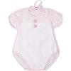 Filet - Fiocco Nascita Bimba da Ricamare a Forma di Body, Made in Italy, Misure 22 x 25 cm, Colore Rosa