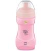 MAM Sports Cup 330 ml, Tazza bambini 12+ mesi, Rosa | Beccuccio antigoccia, Forma curva antiscivolo, Valvola rimovibile per flusso libero, Apertura senza mani, Senza BPA/BPS