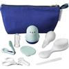 Nuby Kit Cura Neonato con 8 Accessori Essenziali, 0+ Mesi | Accessorio da viaggio pratico con custodia impermeabile, per la cura del bagnetto del bimbo a casa e in viaggio