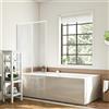 Jaxguom Parete doccia per vasca da bagno, 100 x 140 cm, 2 pezzi, pieghevole | Telaio bianco, pannello in plastica opaca, per bagno, vasca da bagno, paraspruzzi, decorativo, infrangibile