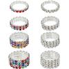 UNICRAFTALE 8 Stile Anelli Elasticizzati con Strass Anello Colorato per Pollice e Mignolo Anelli per Dito Impilabili in Cristallo di Moda Set Anello Elastico con Diamanti Accessori per Donne e Ragazze