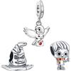 H.ZHENYUE Ciondolo Argento Sterling 925 Mouse Magic Boy Girl Charm Bead con Zirconia Cubica,Compatibile con Bracciale e Collane Europei,per la festa della mamma,compleanno,regalo di Natale 3pcs / Set