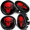 SkinoEu 4 x 65mm Coprimozzi in Lega per Cerchi Compatibile con VW 3B7 601 171 / 6U7 601 171 Cranio Nero Rosso CV 36