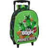 safta | Zaino Scolastico con Ruote Minecraft 3D TermoconFormada, Manico Telescopico 60 cm, Spallacci Imbottiti, Tasca Portaborraccia, Maniglia Superiore, Per bambini Juvenil Ritorno a Scuola,