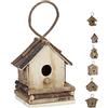 Relaxdays Reladays Casetta per Uccelli, da Appendere, Legno Non Trattato, Balcone, Giardino, HLP 32x18x14,5 cm, Naturale