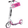 HUDORA Monopattino BigWheel 205 - in alluminio resistente - Monopattino pieghevole regolabile con cavalletto - sportivo per bambini e adulti fino a 100 kg - bianco/rosa