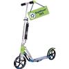 HUDORA Monopattino BigWheel 205 - in alluminio resistente - Monopattino pieghevole regolabile con cavalletto - sportivo per bambini e adulti fino a 100 kg - verde/blu