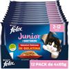 FELIX Le Ghiottonerie Junior Cibo Umido per Gatti, 48 Bustine da 85g, Mix | Bocconcini in Gelatina con Manzo e Pollo per Gatti Cuccioli