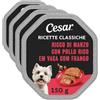 Cesar Ricette Classiche Cibo per Cane con con Manzo succulento e Pollo 150 g - 14 vaschette (Confezione da 4)
