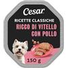 Cesar Ricette Classiche Cibo Umido per Cani, Tenero Patè con Vitello e Pollo, 14 Vaschette da 150 g, Totale 2.100g
