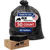 Ox Plastics Sacchetti per immondizia da 60 galloni da 3 mil, extra large, realizzati negli Stati Uniti, 41 x 55