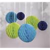Rayher Sfere di Favo da Appendere, Verde Ch/Celeste/Blu Sc., 5/8/10Cm Assortito, Bus.Blis. 6Pz, 87078000