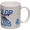 Real Madrid CyP Brands-Real Madrid, Tazza da Colazione in Scatola, Ceramica, 300 ml, Bianco con Scudo Blu, Prodotto Ufficiale