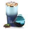 Mulbijeo Termos Caffè 600 ML, Tazza termica Riutilizzabili Prova di Perdite, Bicchiere Termico, Acciaio Inox 304, Travel Mug per Caffè Caldo e Freddo, Azzurro & blu scuro