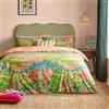 furn. Meadow Escape Set Copripiumino - Reversibile Astratto Fiore Selvatico Miscela Di Cotone Facile Manutenzione Biancheria Da Letto (Verde/Rosa - King UK Standard - 230x220cm)