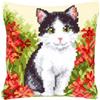 VERVACO Kit Cuscino Punto Croce Gatto nel Campo dei Fiori Set Ricamo Principianti Cuscini Gobelin Decorativi ca. 40 x 40 cm Accessori per Lavoretti Creativi DIY Casa Decor Hobby Adulti Cross Stitch