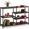 Relaxdays Scaffale in Stile Industrial, 5 Ripiani Effetto Legno Mobile Vintage Consolle 79x115x33 cm, Nero Marrone Scuro