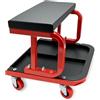 Relaxdays Sgabello da Officina con ripiano, Fino a 100 kg, da, Nero | Montaggio seduta comoda, 4 ruote