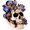 Puckator Teschio Decorativo con Fiori di Vite Viola - Scultura in Resina Ornamentale - Statuetta Accessorio Gotico per Casa e Halloween