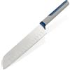 Tasty Coltello Santoku Grande Lama 18 cm, Coltello Giapponese, Coltello Da Pesce, Coltello Da Carne, Coltello Da Cucina, Acciaio Inossidabile, Grigio, Blu, 32 cm