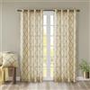 Madison Park Saratoga Basketweave Beige Ground Gold Fretwork Print Patio Window Curtain, 50 x 63, Argento Occhielli