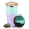 Mulbijeo Termos Caffè 600 ML, Tazza termica Riutilizzabili Prova di Perdite, Bicchiere Termico, Acciaio Inox 304, Travel Mug per Caffè Caldo e Freddo, Verde lago & viola chiaro