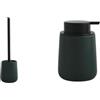 MSV - Dispenser Sapone e Scopino WC Maonie - Verde Scuro Opaco | Dispenser Sapone e Scopino WC · Set Bagno Coordinato · Finitura Verde Scuro Opaco · Facile da Pulire