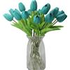 ALIERSA Alien - Set di 10 mini tulipani artificiali realistici, al tatto, per decorazione da tavola di nozze, colore: Blu Tealca scuro