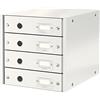 Leitz Click & Store Cassettiera a 4 Cassetti Pieghevole, Organizer per Riporre Documenti, Cataloghi e Riviste in Formato A4, Adatta per Casa e Ufficio, Bianco, 60494001