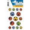 HERMA 15 adesivi per bambini, motivo: palloni da calcio, in plastica, con goffratura, autoadesivi, permanenti, per ragazze e ragazzi, colorati (6251)