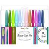 Pentel SES15C Brush Sign Pen pennarello punta fibra flessibile nuovi colori assortiti, 12 pz