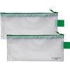 VELOFLEX - Busta con cerniera DIN A6 in PVC, 2 pezzi, trasparente | Pellicola PVC rinforzata con tessuto da 350 µ, formato 200 x 100 mm, per circa 15 mm di contenuto, con chiusura a cerniera
