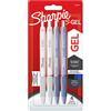 Sharpie S-Gel | Penne gel | Punta media (0,7 mm) | Corpo color blu ghiaccio e bianco perla | Inchiostro nero e blu | Confezione da 4