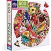 eeBoo - Giardino Puzzle Rotondo 500 pezzi-Uccelli & Fiori, PZFBBL