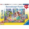 Ravensburger Puzzle per Bambini a Partire dai 4 Anni, 2 Puzzle da 24 Pezzi Ciascuno, 26x18cm, Magiche Sirene