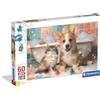 Clementoni - Puzzle 60 Maxi Pezzi Cuccioli, per Bambini 4+ Anni | Illustrazione Cane e Gatto Bath Time Fun, Supercolor Maxi, Made in Italy, 62x42 cm, 26321