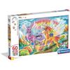 Clementoni - Unicorn Magic Realm Supercolor Puzzle - Puzzle per bambini da 60 pezzi grandi Maxi con illustrazione di unicorni alati e castello magico, dai 4 anni - 26320