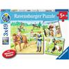 Ravensburger Puzzle 3x49, per Bambini a Partire da 5 Anni, 18x18 cm, Giornata al maneggio