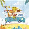 Janod - Biglietto di auguri puzzle - Biglietto regalo puzzle 25 pezzi Road Trip - 1 biglietto + 1 busta - Ideale per biglietti di auguri, biglietti di compleanno - Dai 3 anni in su