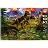 Educa - Puzzle da 500 pezzi per adulti l Incontro di Dinosauri | Misura: 34 x 48 cm | Da 11 anni (15969)