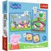 Trefl - Peppa Pig, Momenti Felici con Peppa Pig - 3in1: 2x Puzzle + Gioco di Memoria, 30 e 48 Pezzi, Diversi Livelli di Difficoltà, 24 Memo, per Bambini dai 3 anni in su